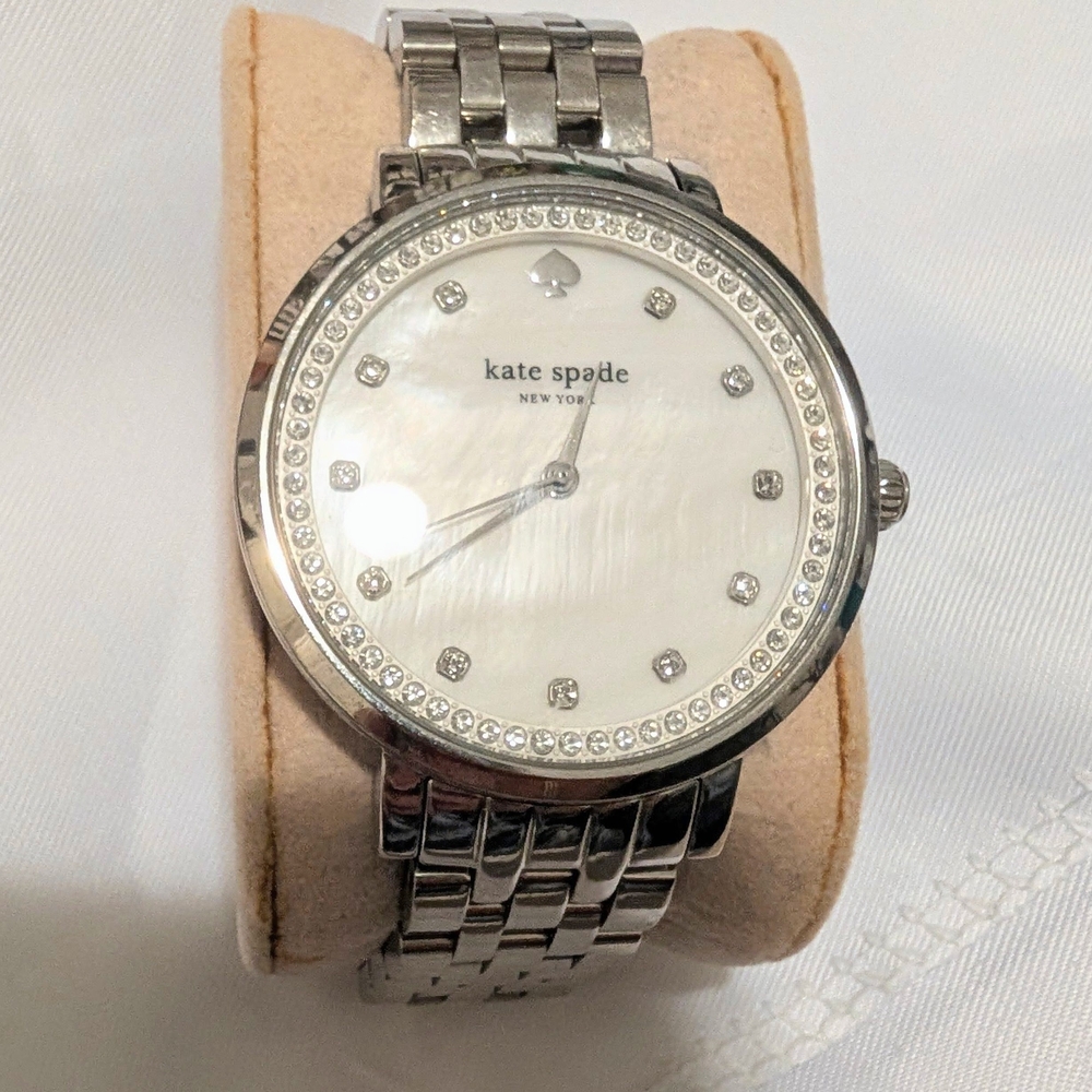 kate spade Silver Crystal Accent Stainless Watch - White Dial